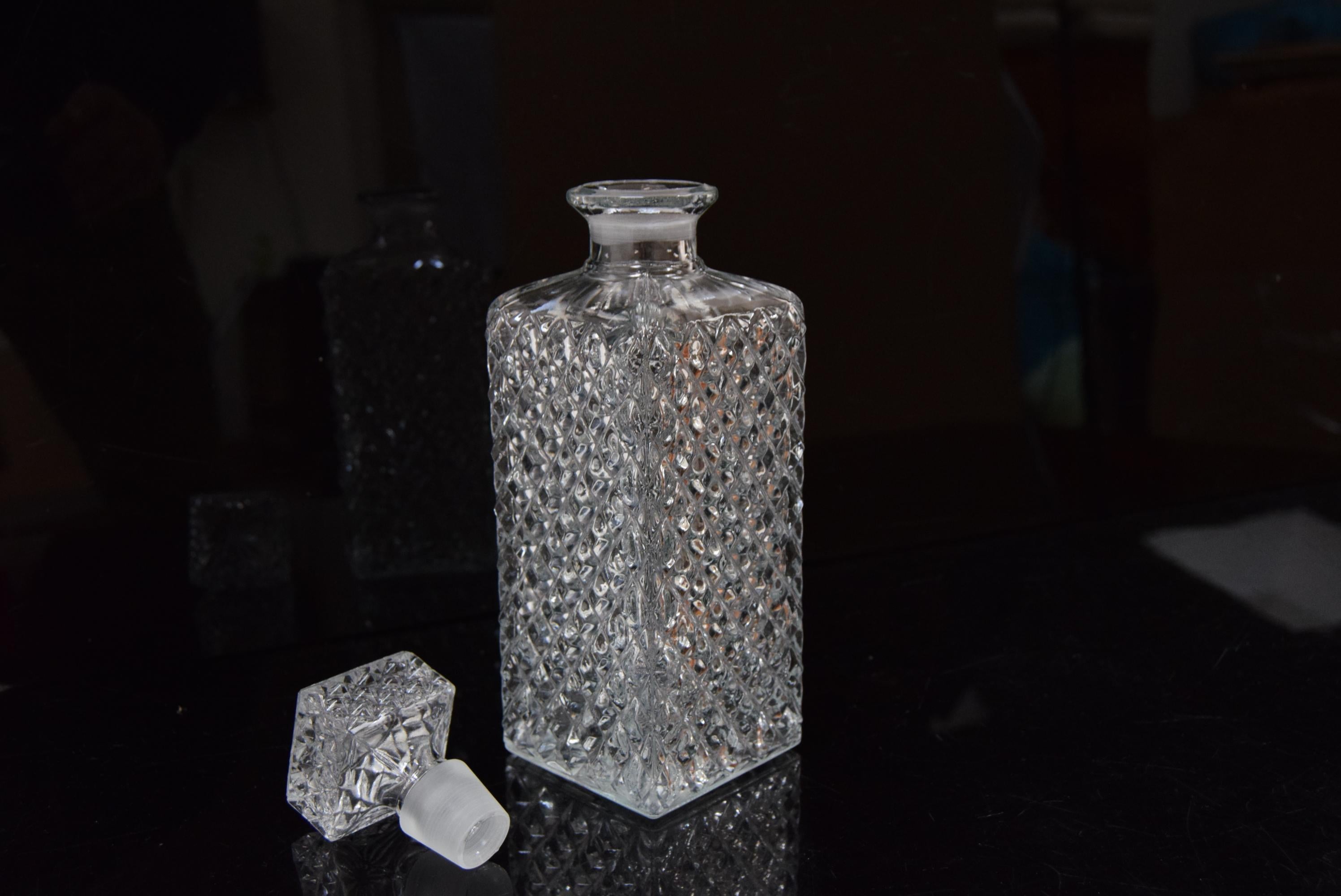 Vintage Crystal Glass Liqueur Decanter, 1950s.  For Sale 2