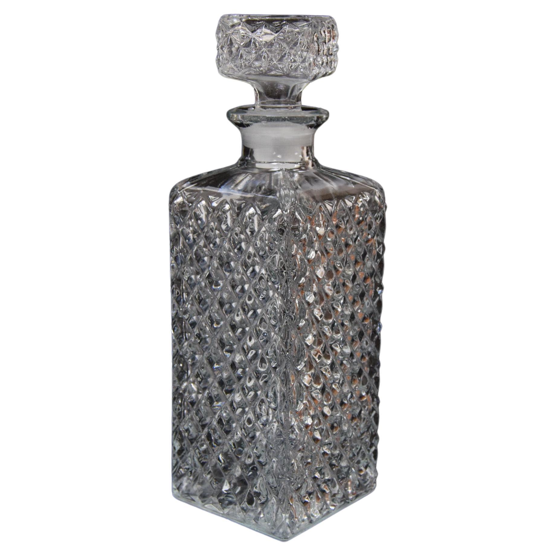 Decanter per liquori in cristallo vintage, anni '50.