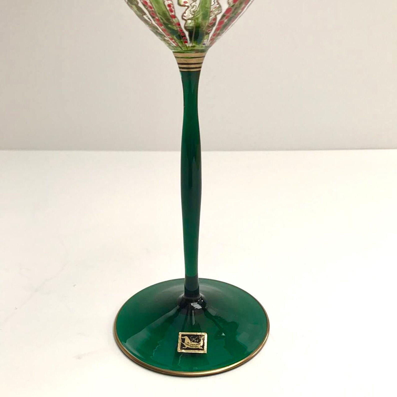 Allemand Verres en cristal vintage Gluskunst Hirtreiter  Rare ensemble de 6 verres, années 1980 en vente