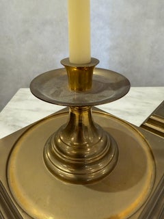 Vintage Crystal & Heavy Brass Hurricane Lanterns, PAIR