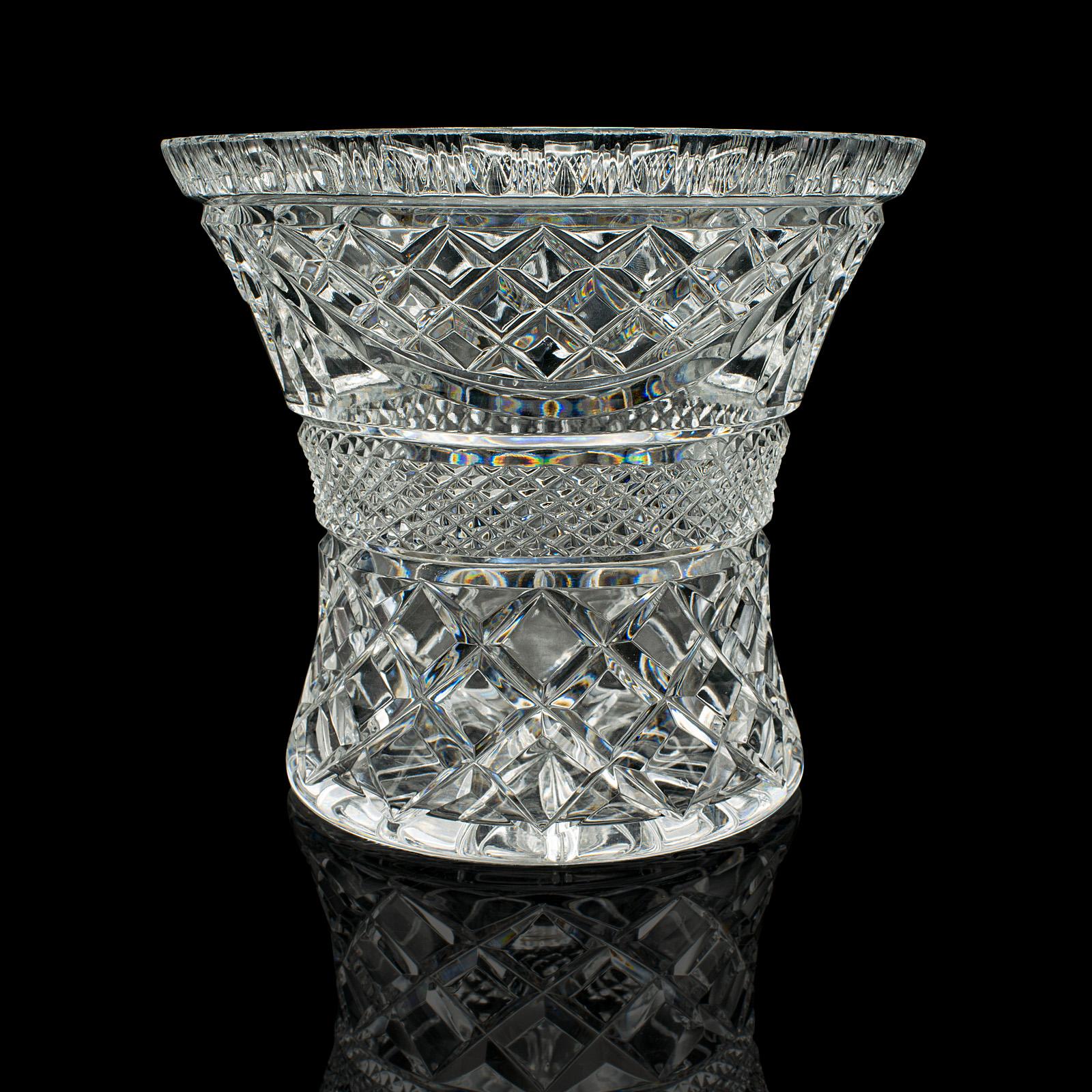 Mid-Century Modern Vintage Crystal Ice Bucket, English, Cut Glass, Bottle Cooler, Mid Century, 1950 For Sale