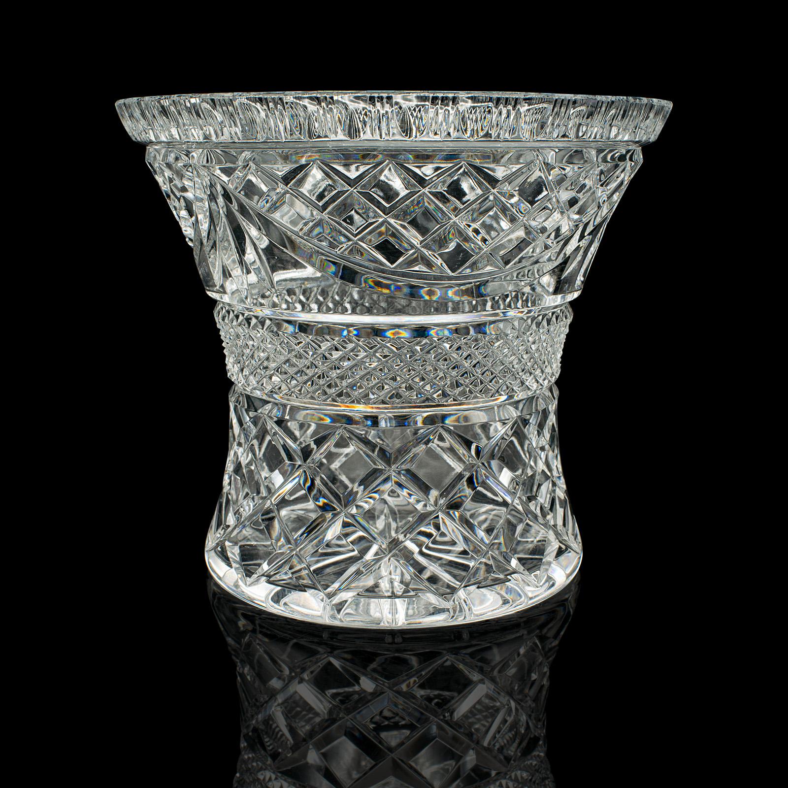 Vintage Crystal Ice Bucket, English, Cut Glass, Bottle Cooler, Mid Century, 1950 In Good Condition For Sale In Hele, Devon, GB