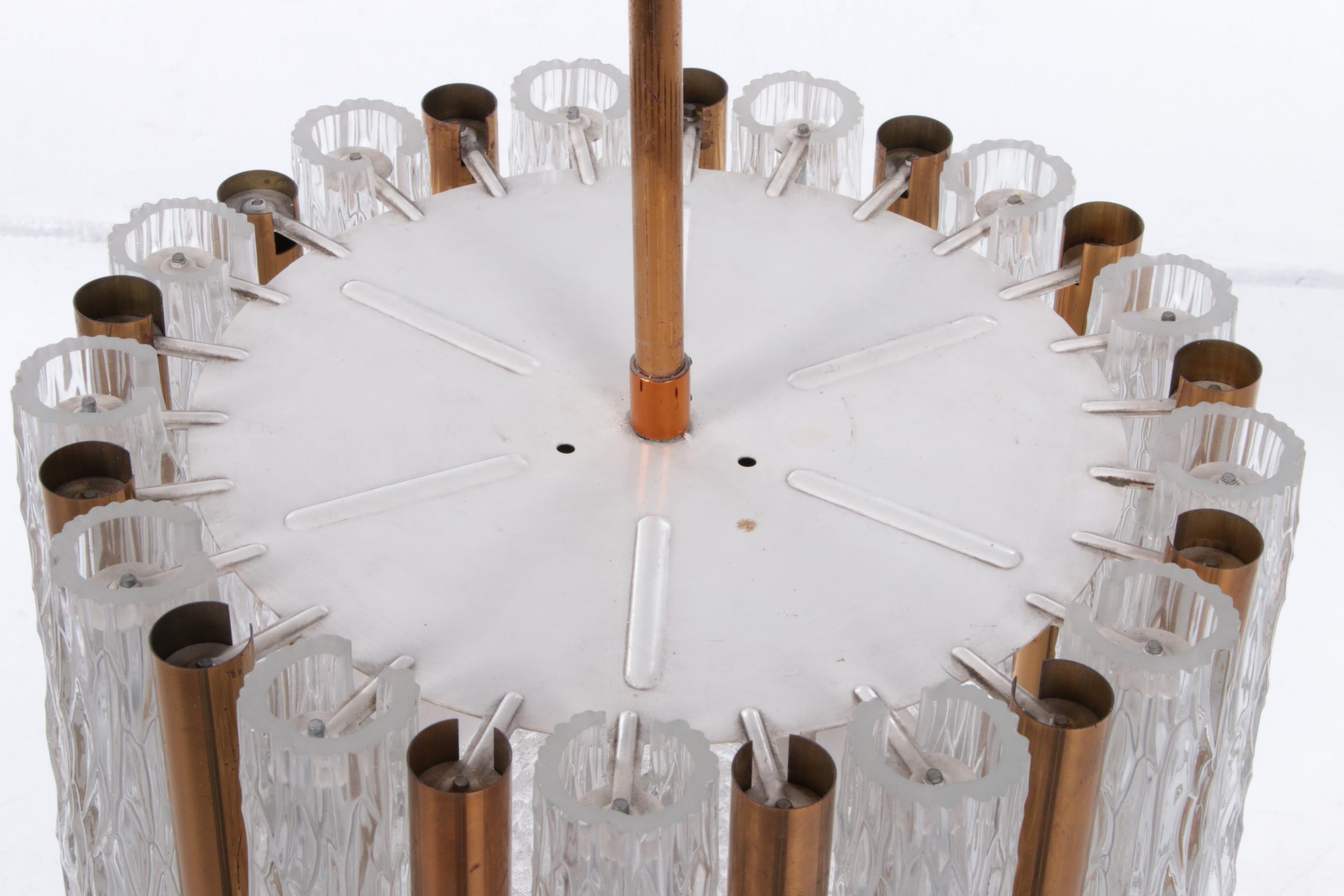 Vintage Crystal Ice Glass Round Chandelier by Kaiser Leuchten, 60s For Sale 3