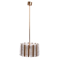 Vintage Crystal Ice Glass Round Chandelier by Kaiser Leuchten, 60s