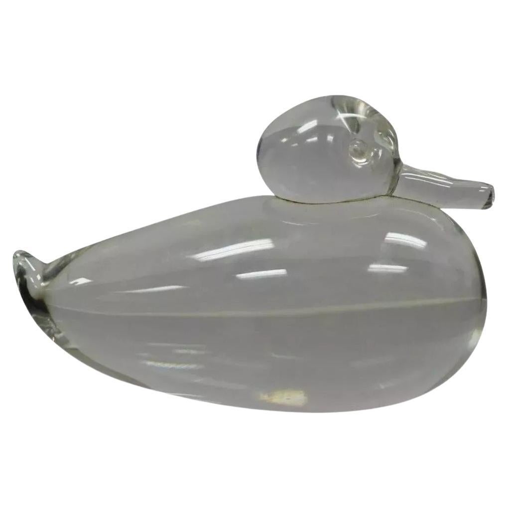 Vintage Crystal Leaded Glass 7" Modern Mallard Duck Figurine Sculpture B