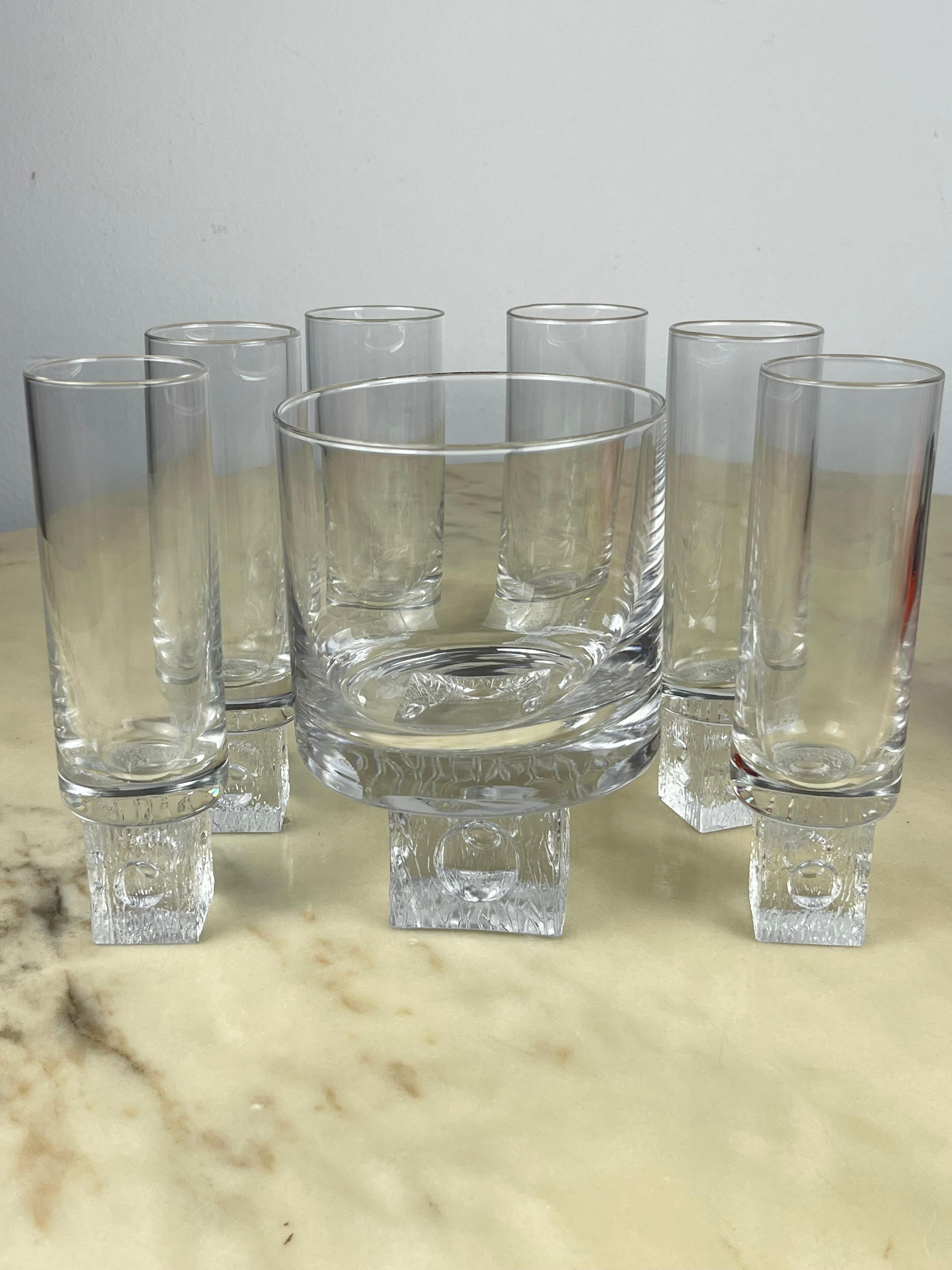 Vintage Crystal Long Drink Set, Italy, 1970s In Excellent Condition For Sale In Palermo, IT