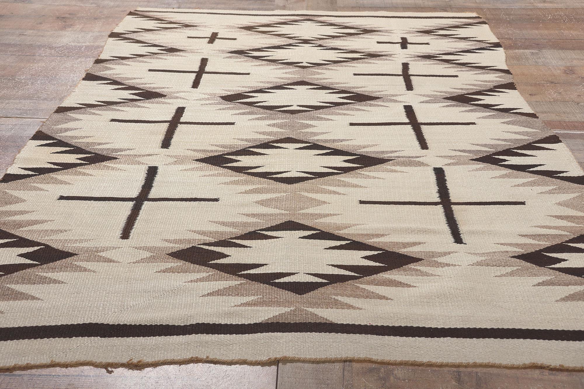 Vintage Crystal Navajo Rug with Southwest Minimalist Style For Sale 1