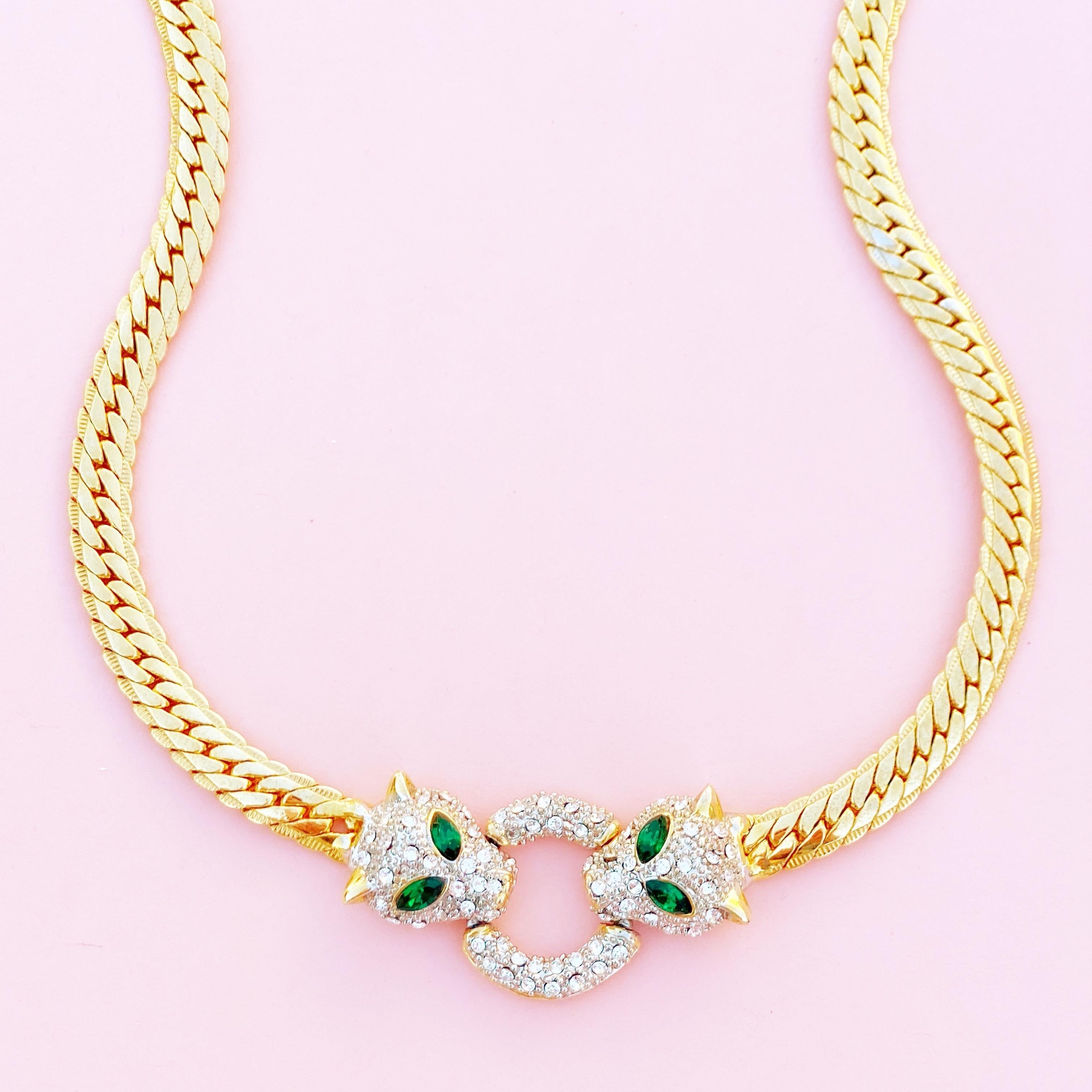 double panther head necklace