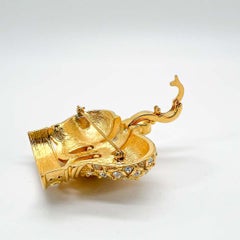 Vintage Crystal & Pearl Crown Brooch Pendant 1980s