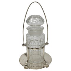 Antique Crystal Pickle Jar in Silver Plated Stand, Henry Wilkerson & Co, London