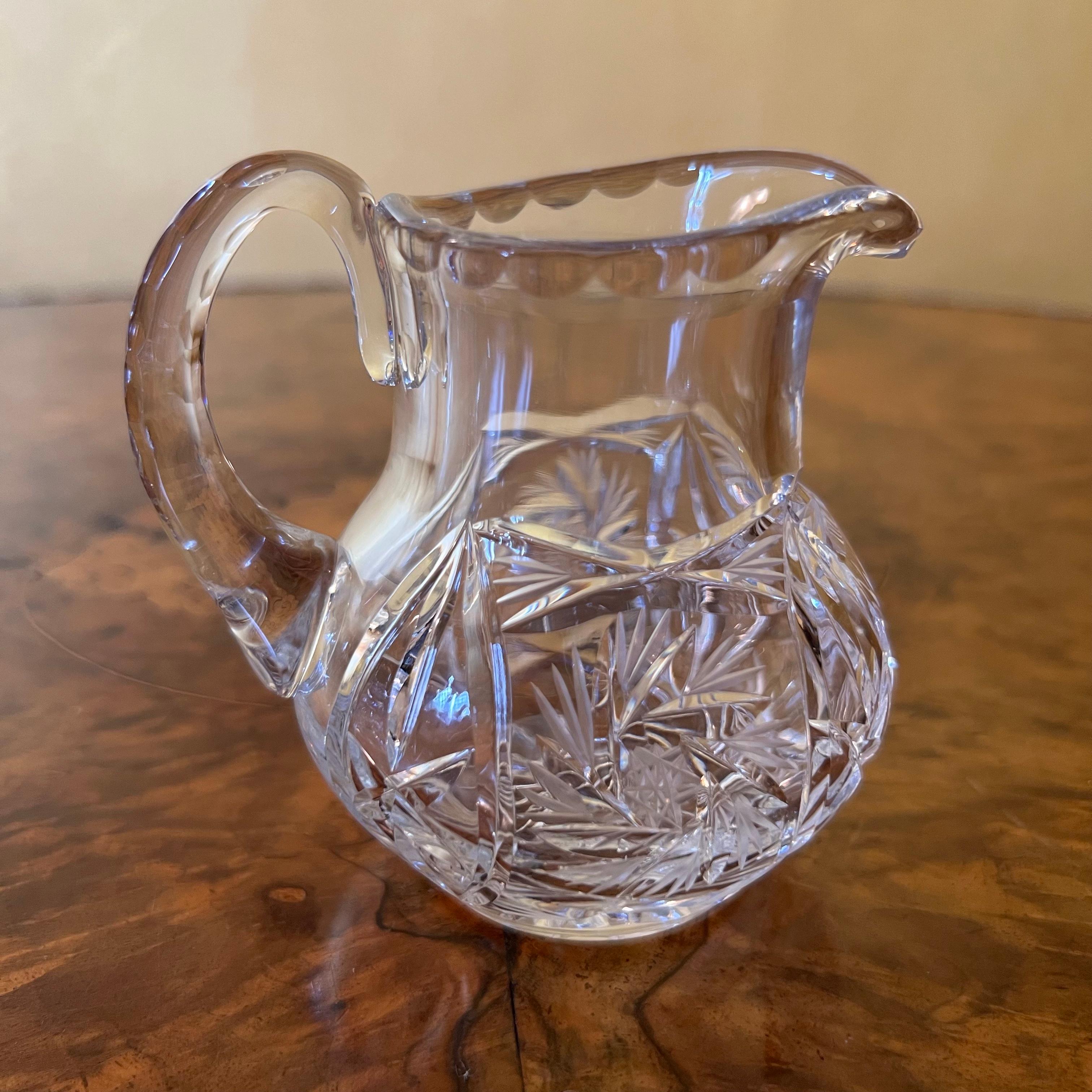 Juego de Azucarero y Jarra de Leche con Molinete de Cristal Vintage en venta 1