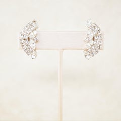 Vintage Crystal Rhinestone Climber Statement Earrings by Kramer, 1950s