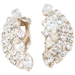 Vintage Crystal Rhinestone Climber Statement Earrings by Kramer, 1950s