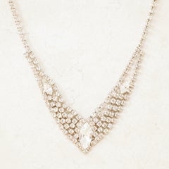 Vintage Crystal Rhinestone Pointed Cocktail Necklace, 1950s