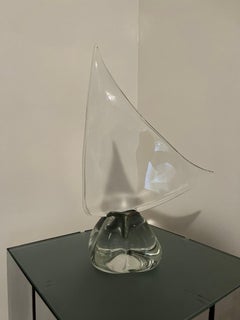Vintage Crystal Sailboat Sculpture Signed