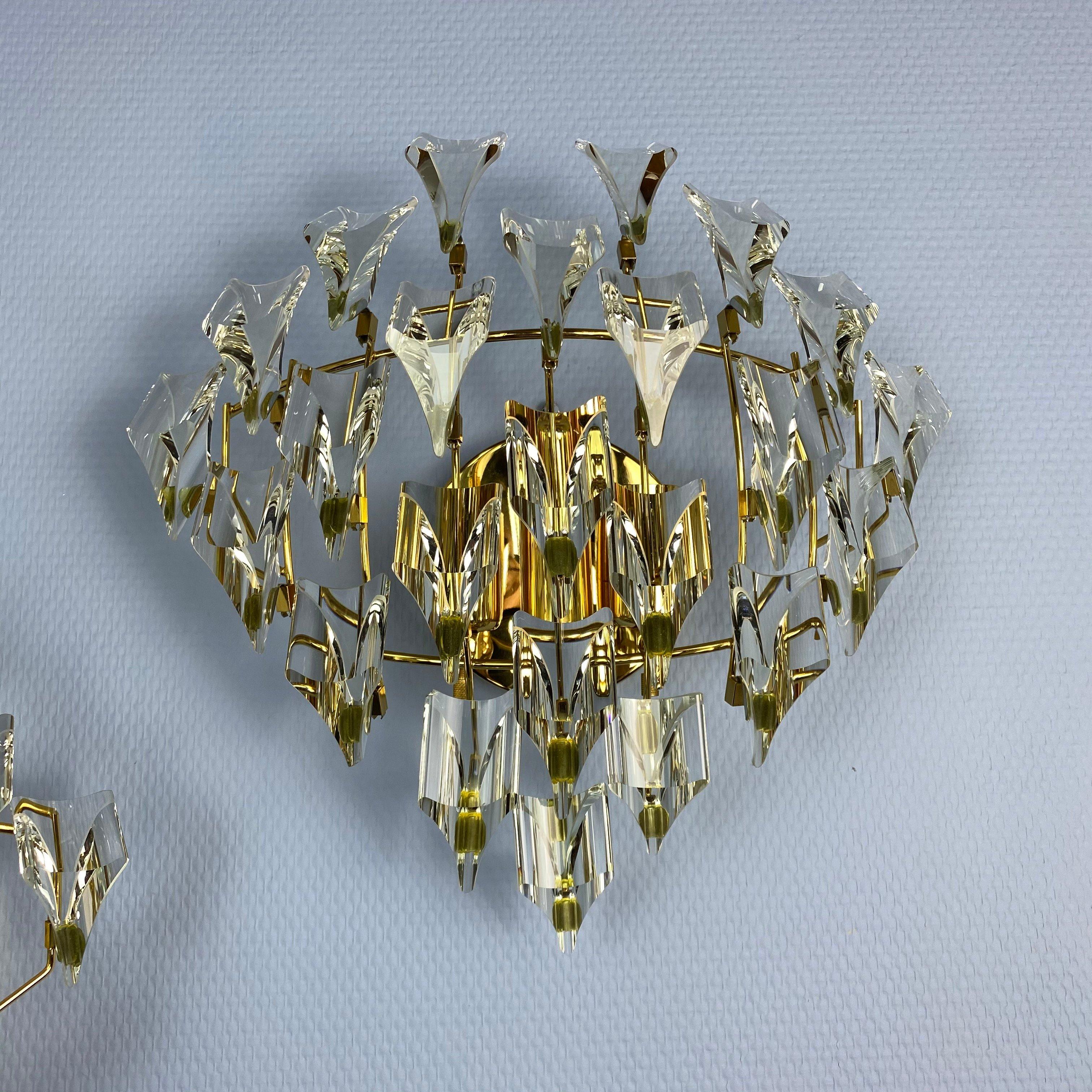 Mid-Century Modern Vintage Crystal Sconces by Christoph Palme, Set of 2 For Sale