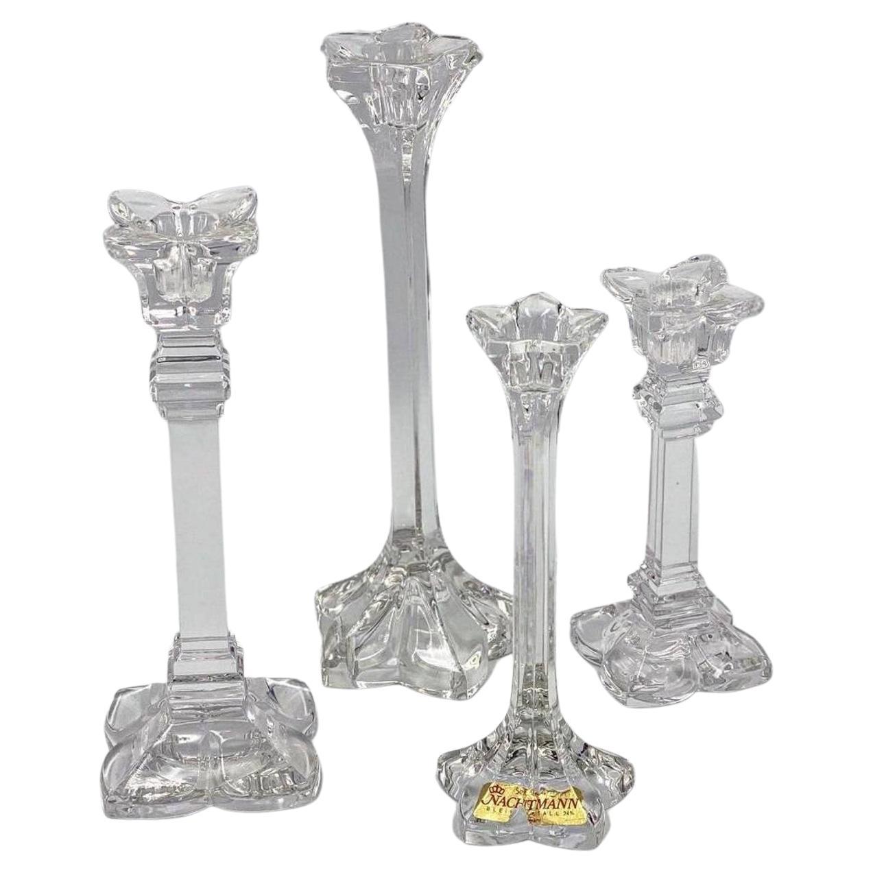 Vintage Crystal Set of 4 Candlesticks, Germany For Sale