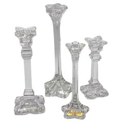 Vintage Crystal Set of 4 Candlesticks, Germany