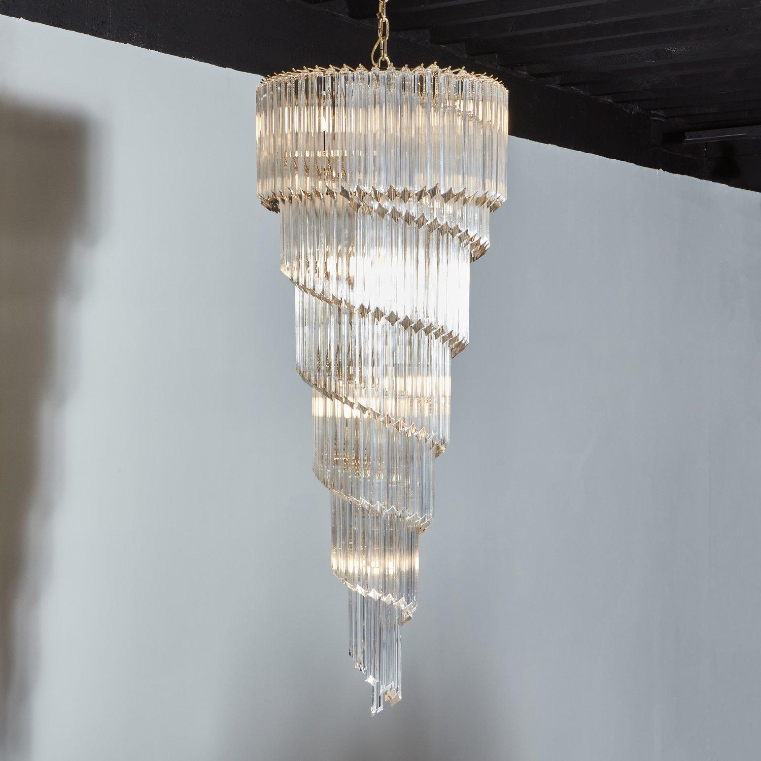 Mid-Century Modern Vintage Crystal Spiral Chandelier in the Style of Venini, Italy, 1970s