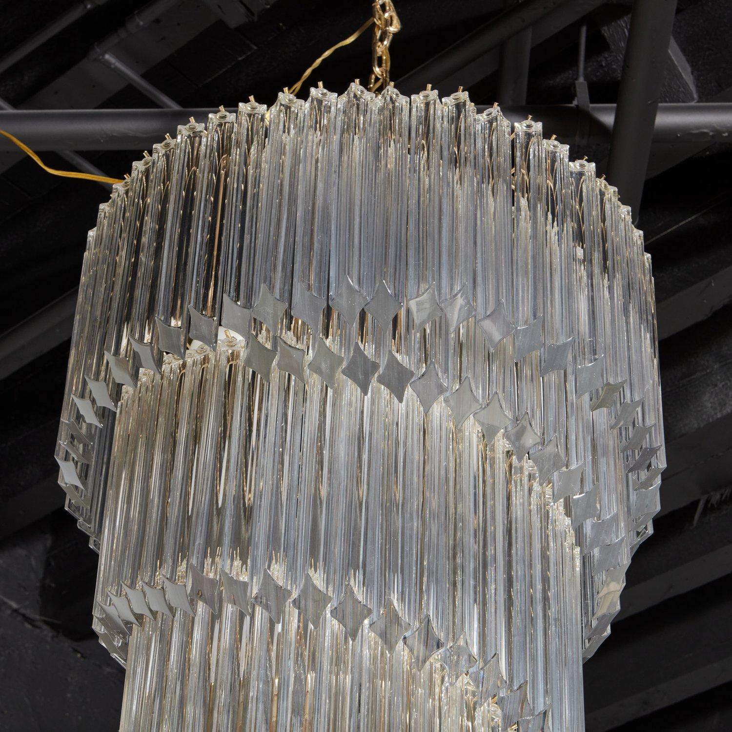 Italian Vintage Crystal Spiral Chandelier in the Style of Venini, Italy, 1970s