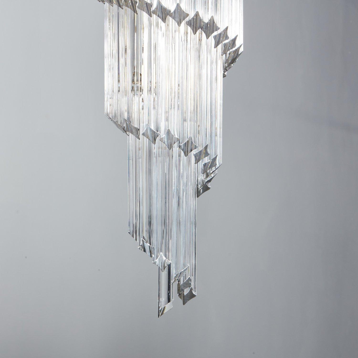 Late 20th Century Vintage Crystal Spiral Chandelier in the Style of Venini, Italy, 1970s