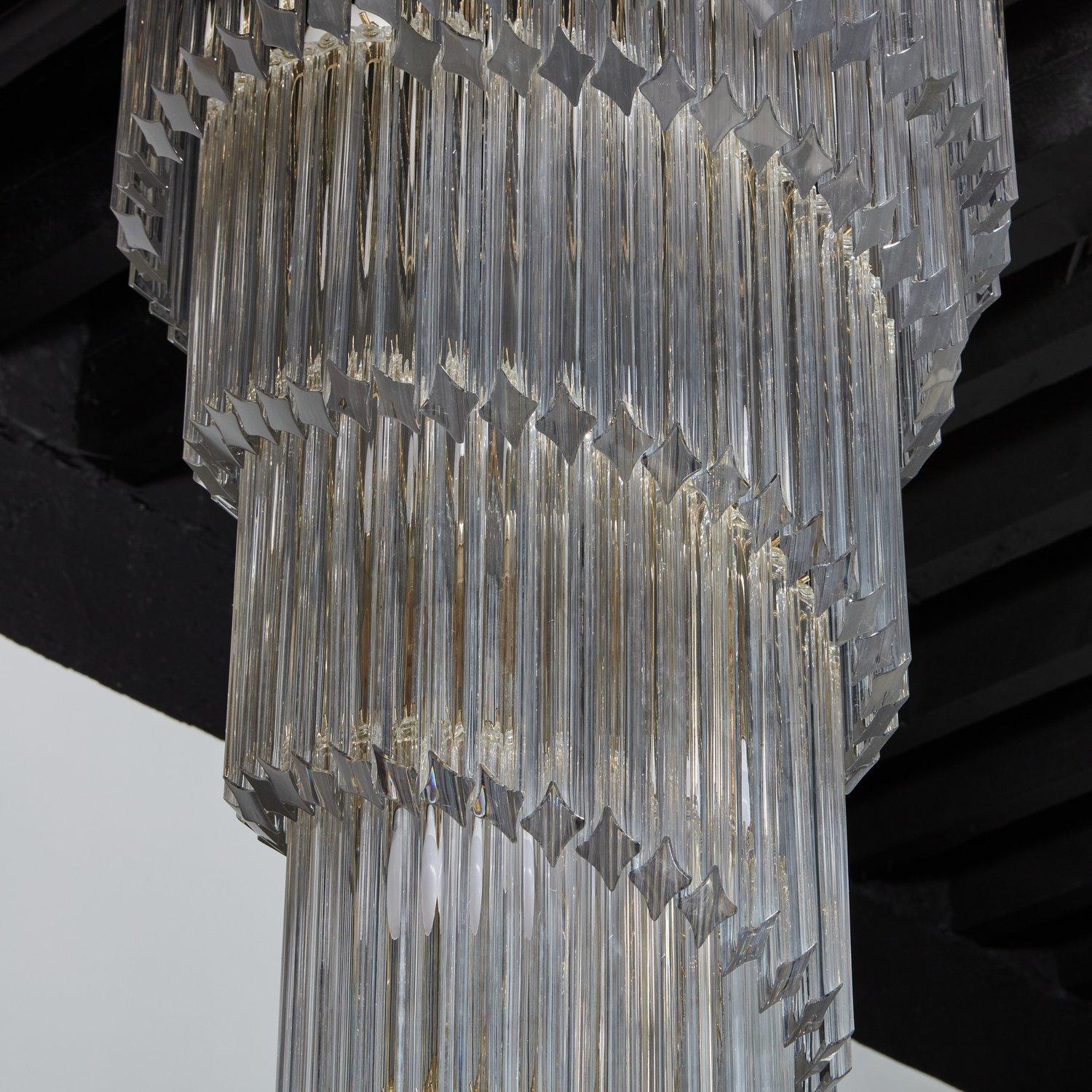 Vintage Crystal Spiral Chandelier in the Style of Venini, Italy, 1970s 1