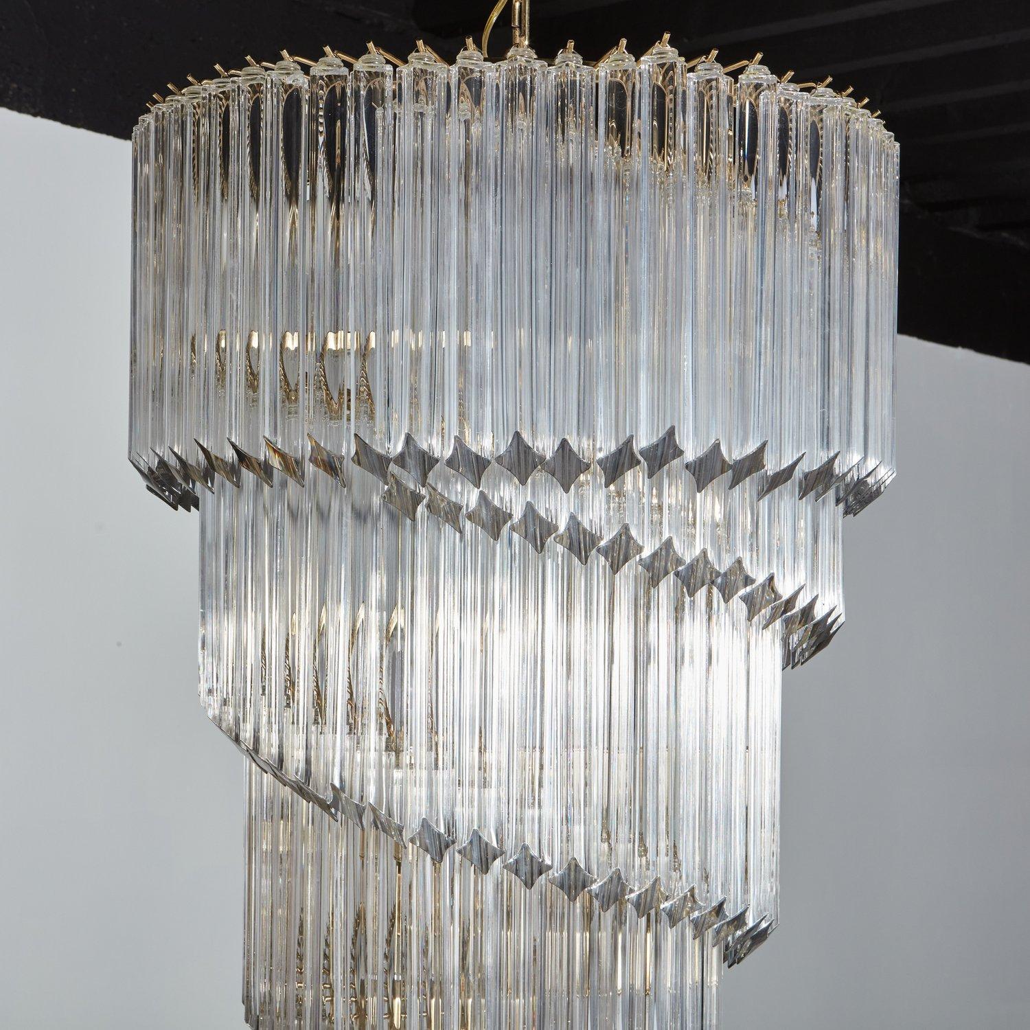 Vintage Crystal Spiral Chandelier in the Style of Venini, Italy, 1970s 2