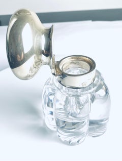 Vintage Crystal Vanity Dresser Piece with Sterling Silver Hinged Top