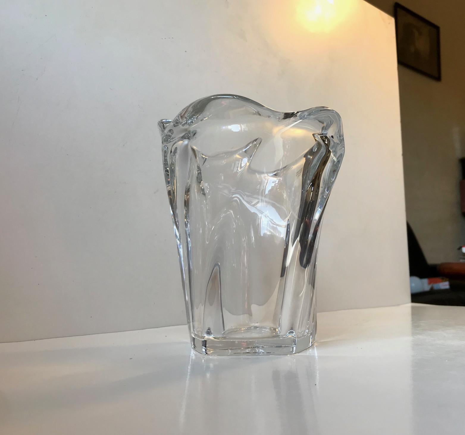 Modern Vintage Crystal Vase by Allan Scharff for Holmegaard, 1990s For Sale