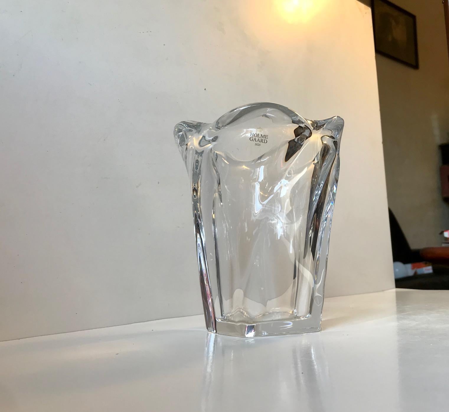 Danish Vintage Crystal Vase by Allan Scharff for Holmegaard, 1990s For Sale