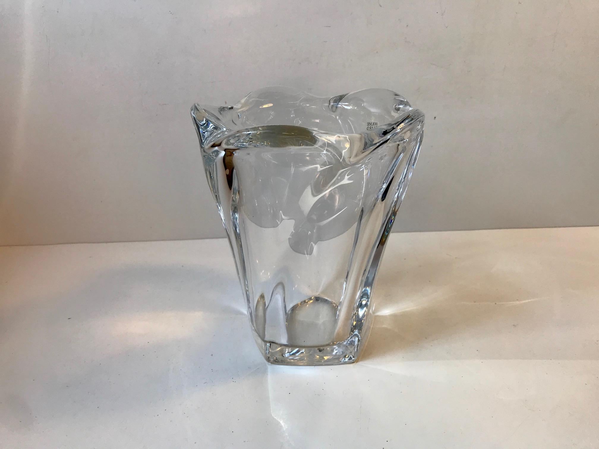 Vintage Crystal Vase by Allan Scharff for Holmegaard, 1990s In Good Condition For Sale In Esbjerg, DK