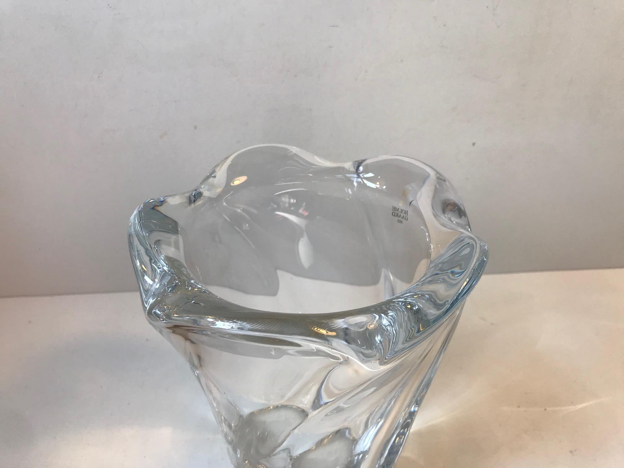 Late 20th Century Vintage Crystal Vase by Allan Scharff for Holmegaard, 1990s For Sale