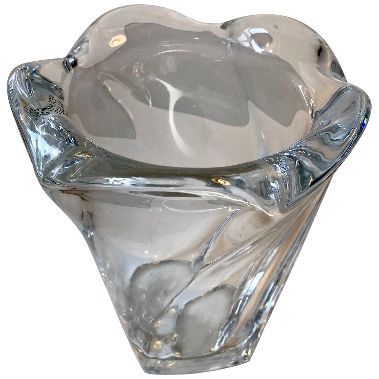 Vintage Crystal Vase by Allan Scharff for Holmegaard, 1990s For Sale