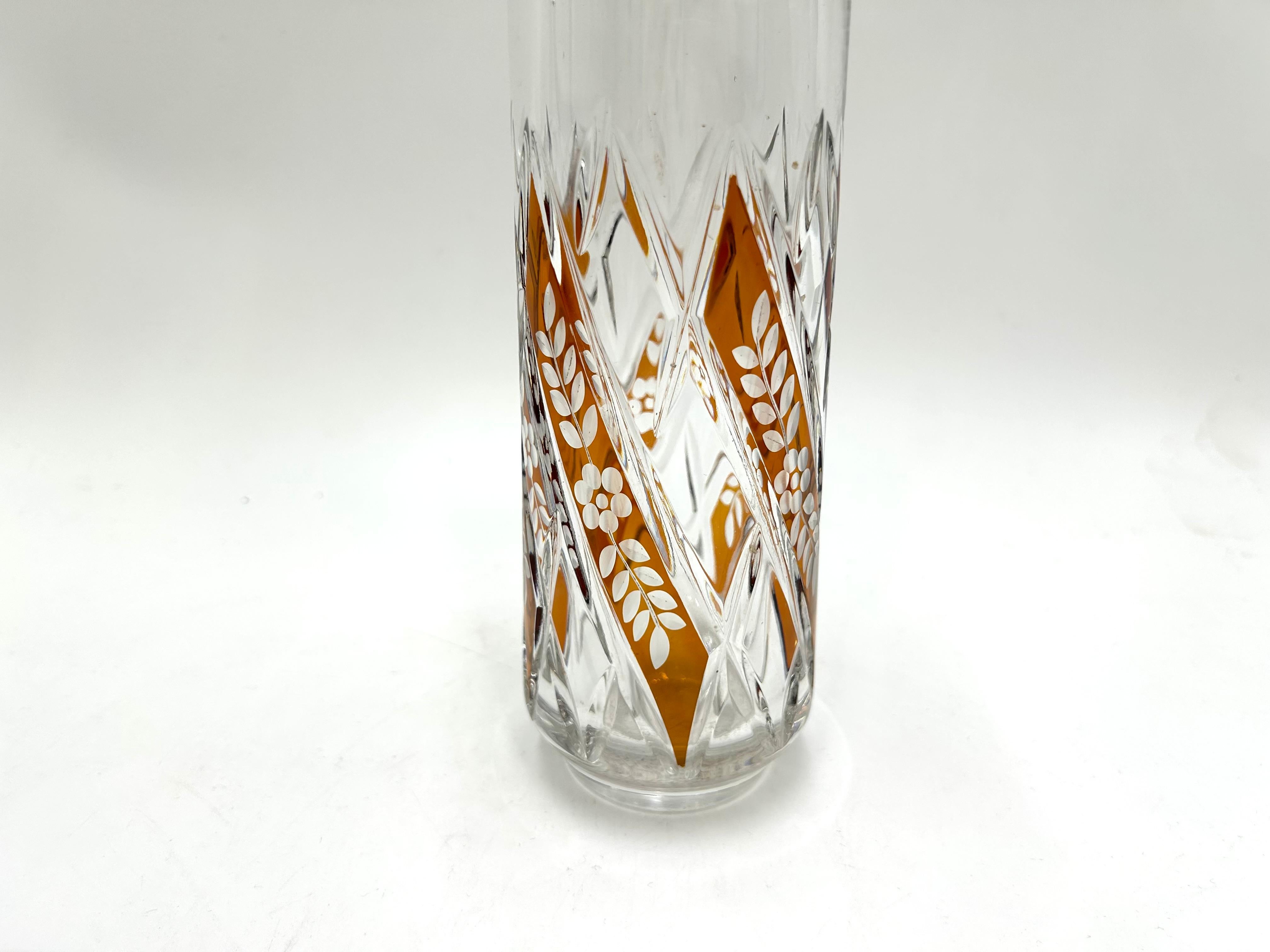 Mid-Century Modern Vintage Crystal Vase, Poland, 1960s For Sale