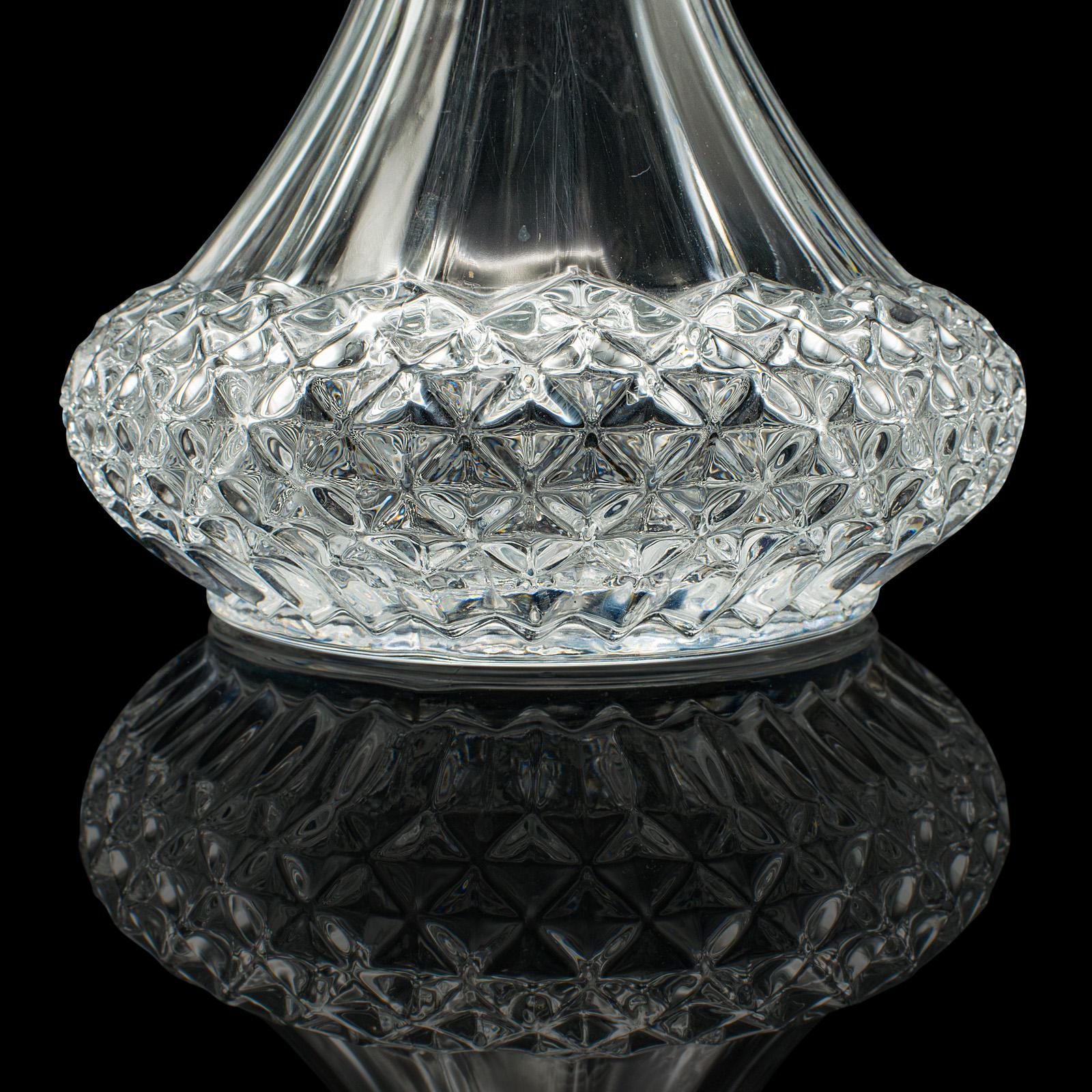 Vintage Crystal Wine Decanter, English, Cut Glass, Spirit Vessel, Mid Century For Sale 4