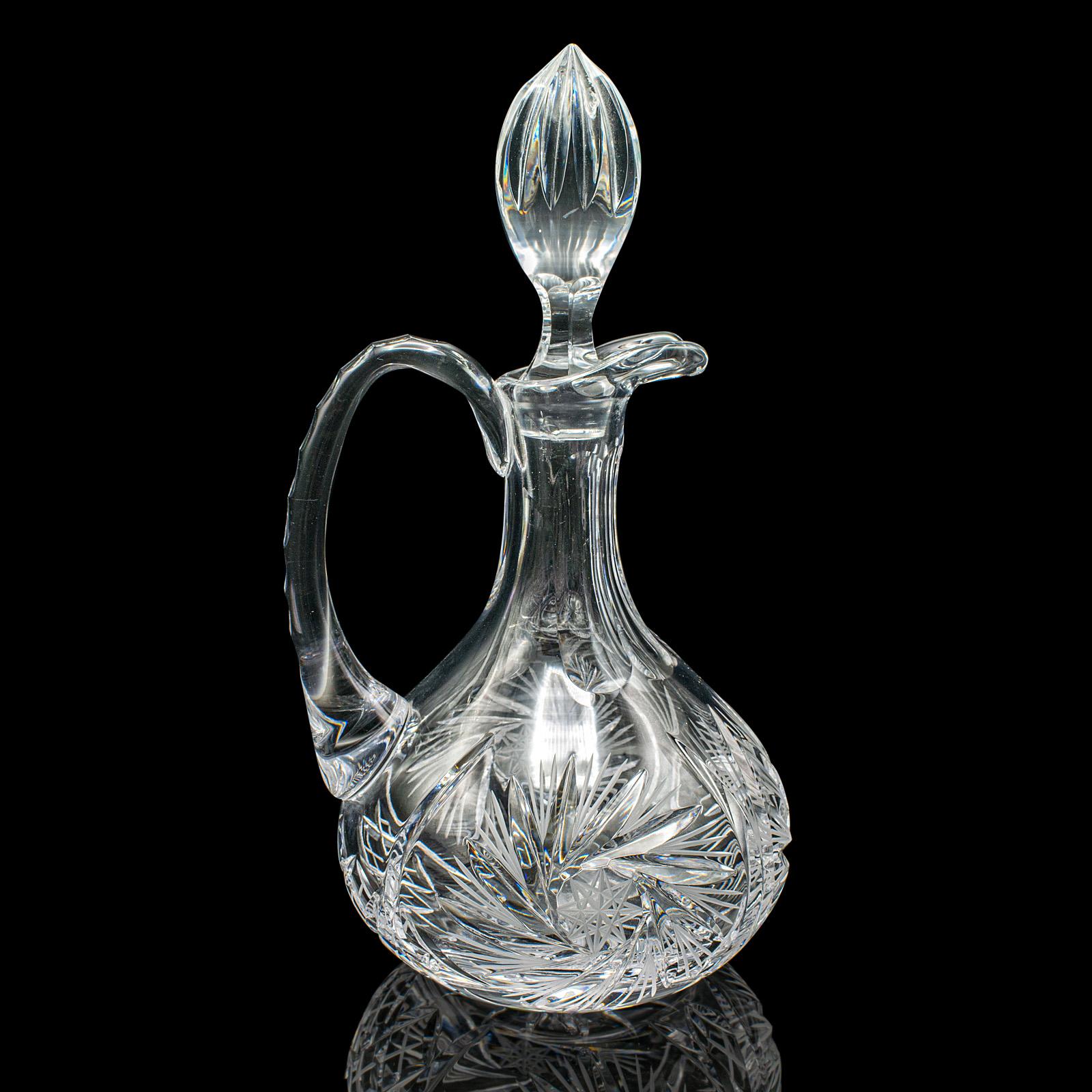 Vintage Aguamanil de Cristal para Vino, Inglés, Cristal, Claret, Decantador de Aguardiente, Mediados de Siglo Británico en venta