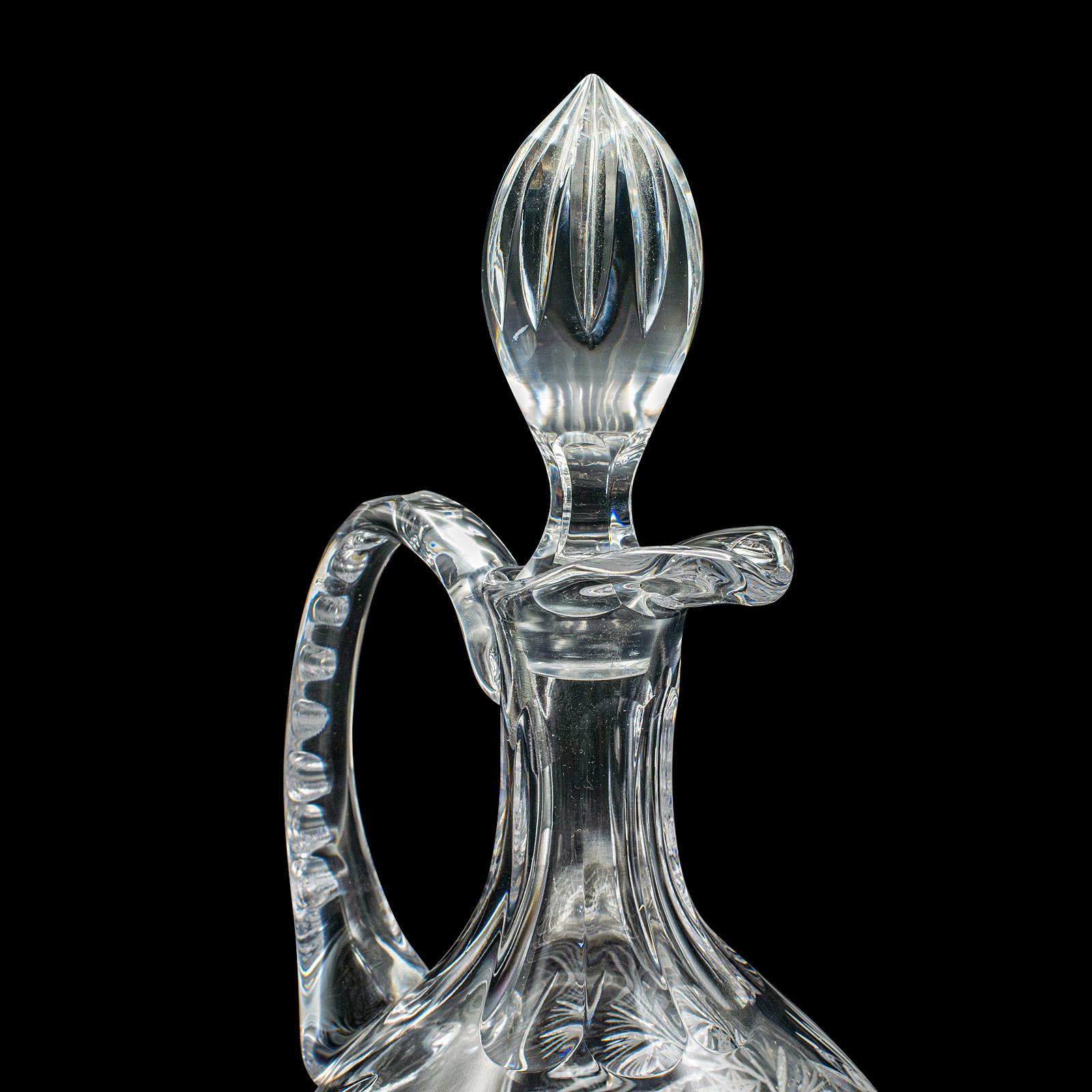 Vintage Aguamanil de Cristal para Vino, Inglés, Cristal, Claret, Decantador de Aguardiente, Mediados de Siglo Vidrio cortado en venta