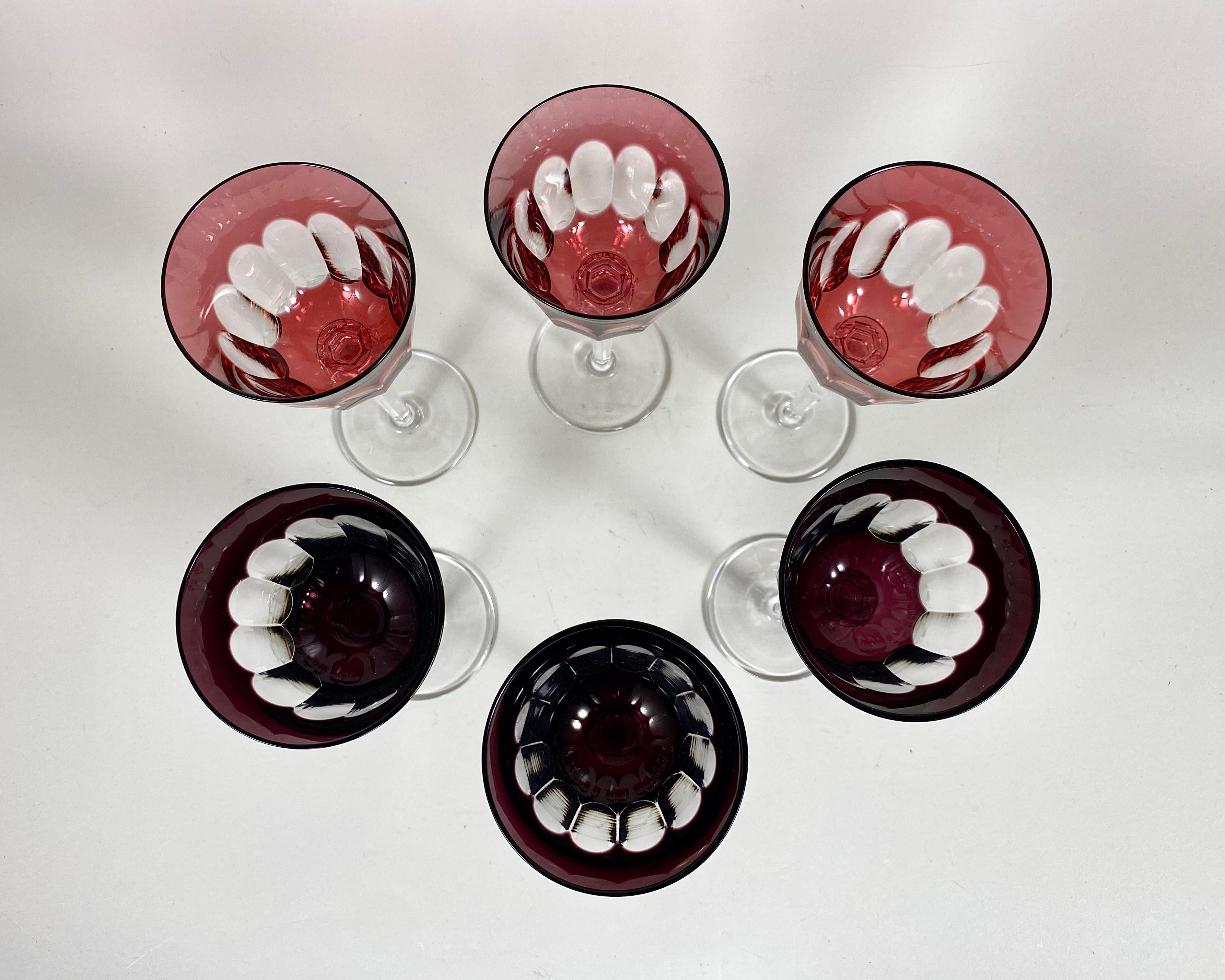 Cristallo Calici da vino in cristallo d'epoca, 6 pezzi, Karl Klokotschnik, Germania, anni '70 in vendita