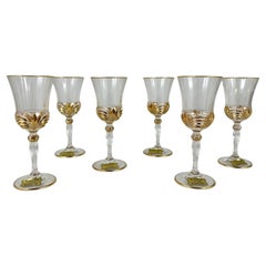 Vintage Crystal Wine Glasses With Gilding 6 Pcs Cristal de Paris, New In Box