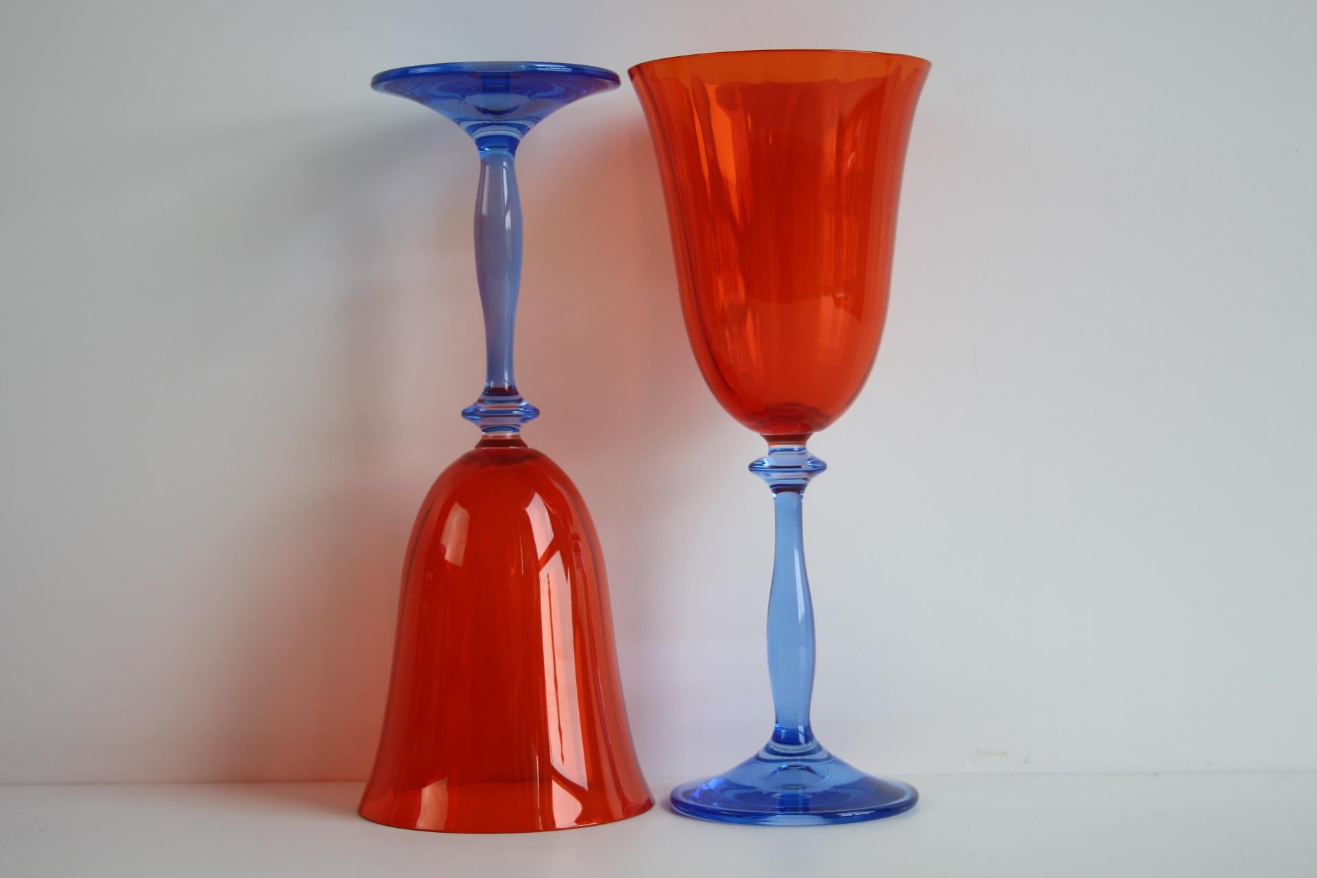 Vintage Crystalex Wine Glasses Set of 6 – Bohemian Glass, Czech Republic, 1990's For Sale 5