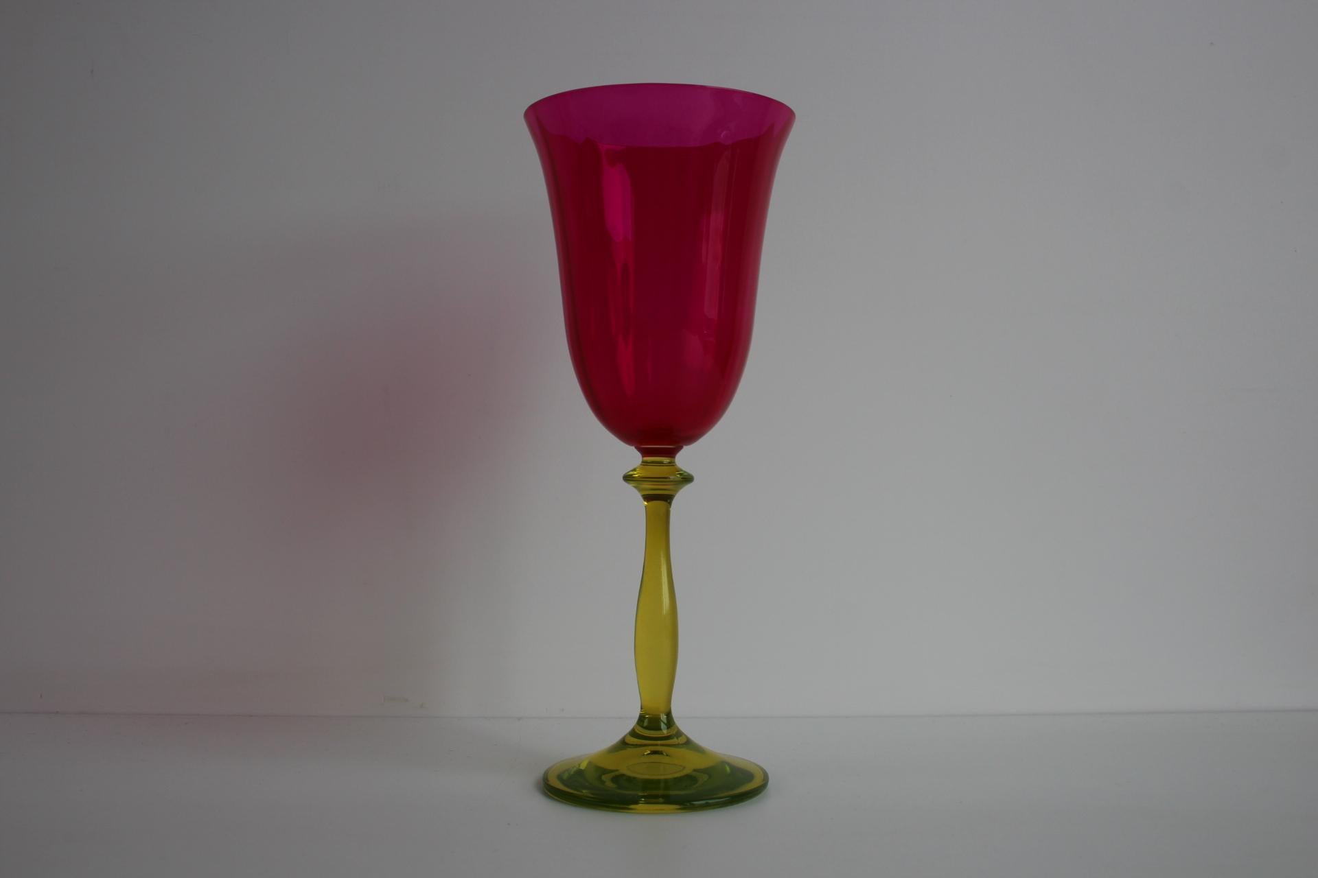 Vintage Crystalex Wine Glasses Set of 6 – Bohemian Glass, Czech Republic, 1990s In Excellent Condition For Sale In Praha, CZ