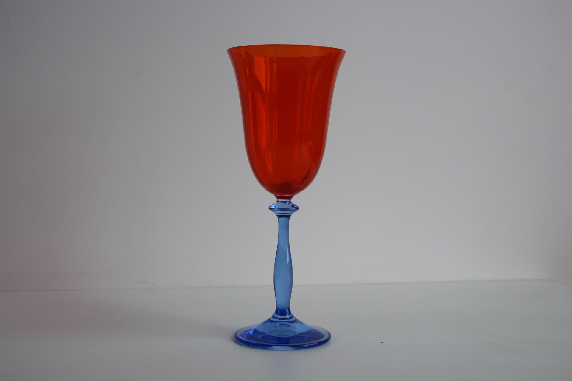 Vintage Crystalex Wine Glasses Set of 6 – Bohemian Glass, Czech Republic, 1990's In Excellent Condition For Sale In Praha, CZ