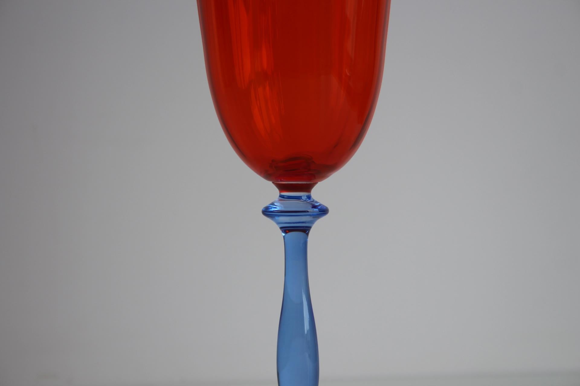 Vintage Crystalex Wine Glasses Set of 6 – Bohemian Glass, Czech Republic, 1990's For Sale 1