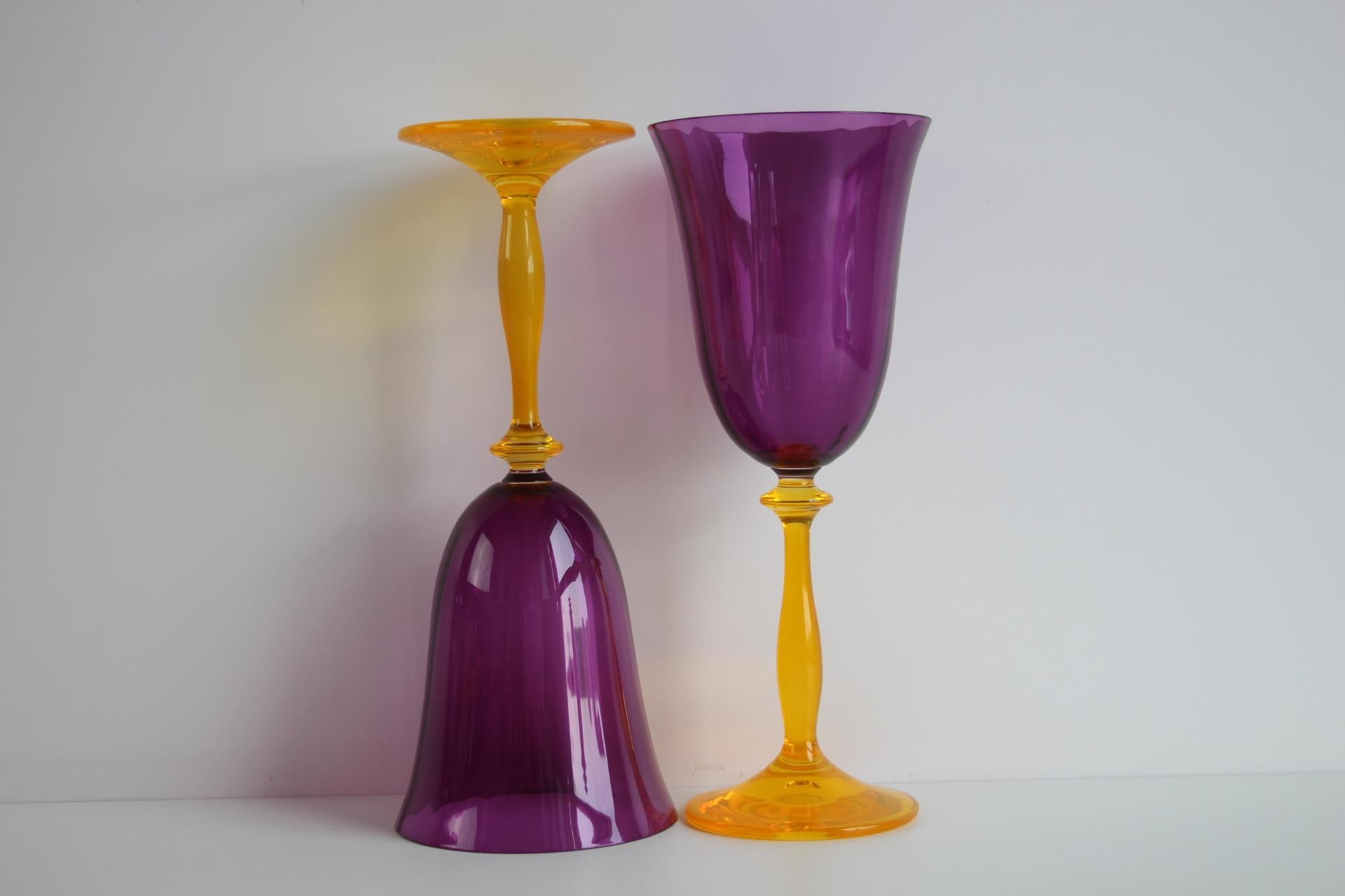 Vintage Crystalex Wine Glasses Set of 6 – Bohemian Glass, Czech Republic, 1990s For Sale 4