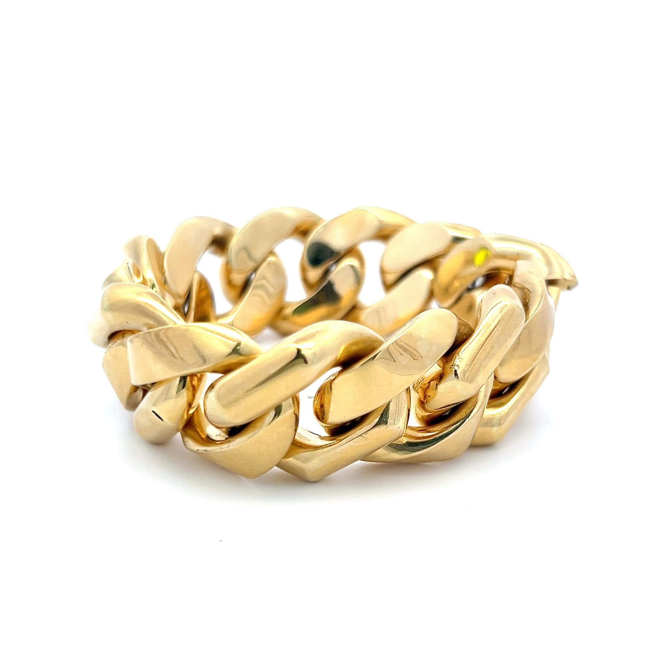 Pulsera de eslabones vintage cubana de oro amarillo de 18 quilates de 99,70 gramos en Bueno estado para la venta en New York, NY