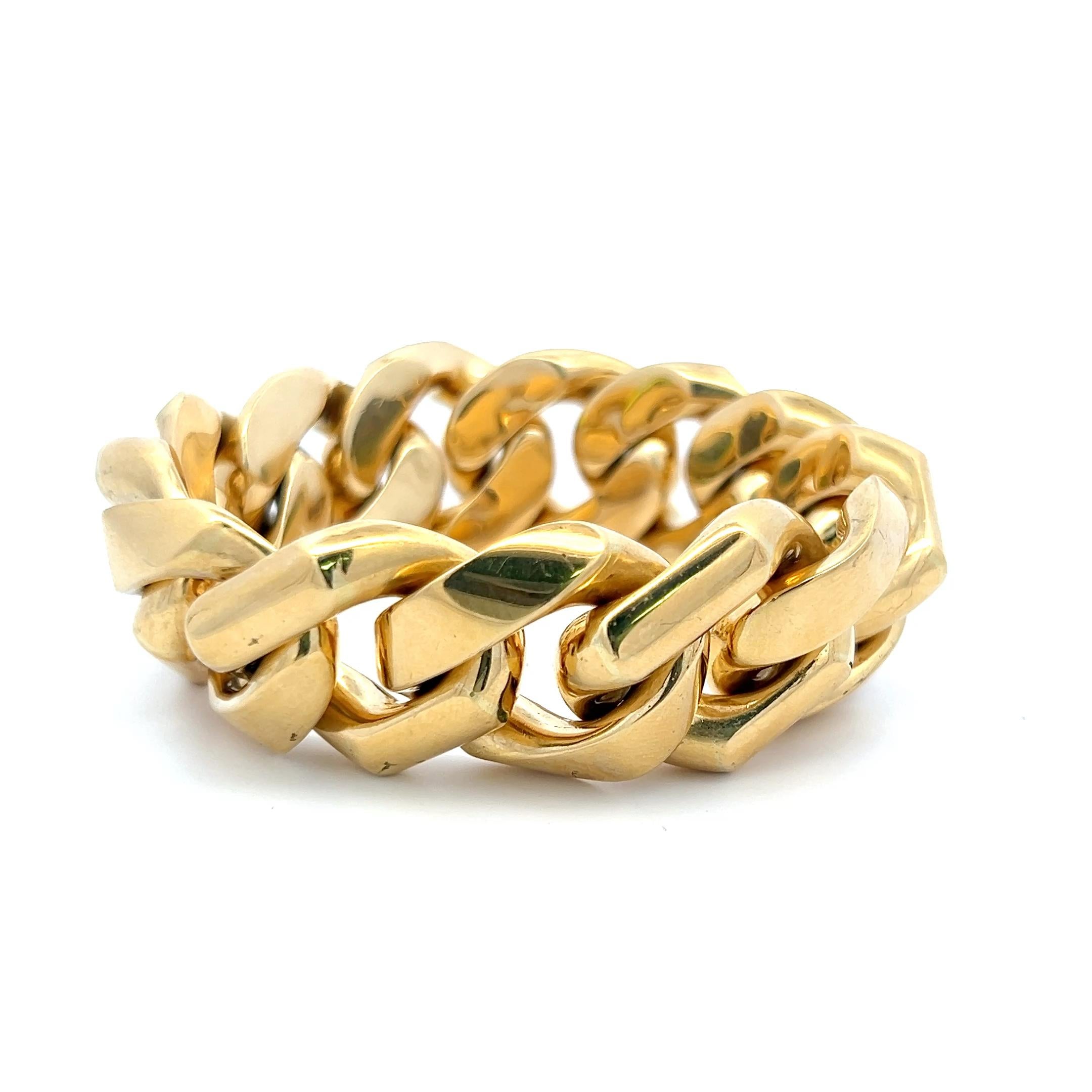 De las mujeres Pulsera de eslabones vintage cubana de oro amarillo de 18 quilates de 99,70 gramos en venta