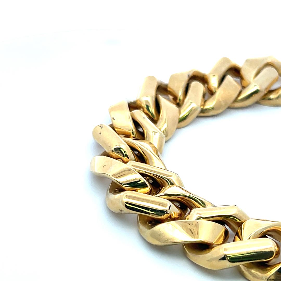 Pulsera de eslabones vintage cubana de oro amarillo de 18 quilates de 99,70 gramos en venta 4