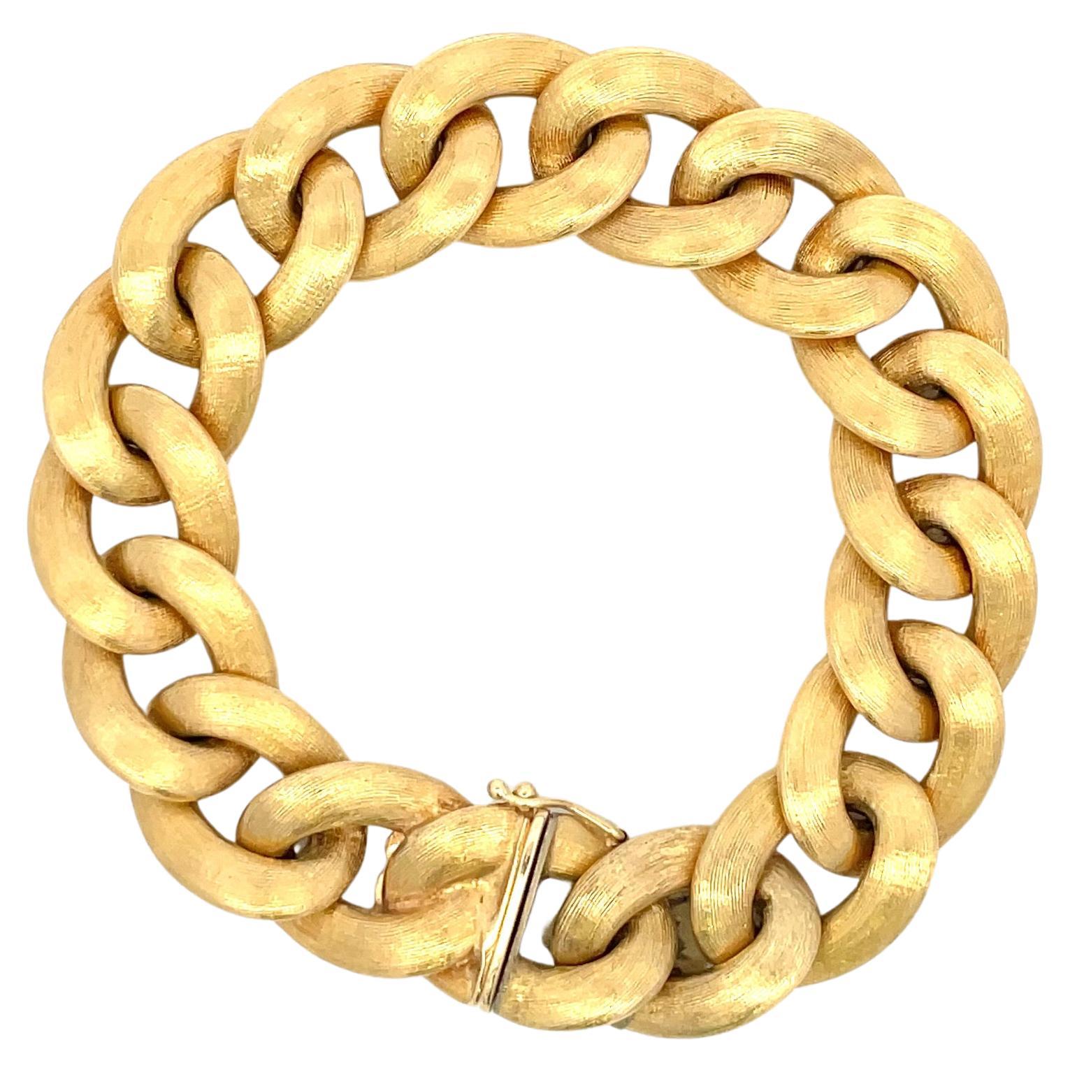 Kubanisches gebürstetes Gliederarmband aus 18 Karat Gelbgold 41 Gramm im Zustand „Hervorragend“ im Angebot in New York, NY