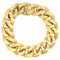 Bracelet cubain vintage à maillons brossés en or jaune 18 carats, 41 grammes