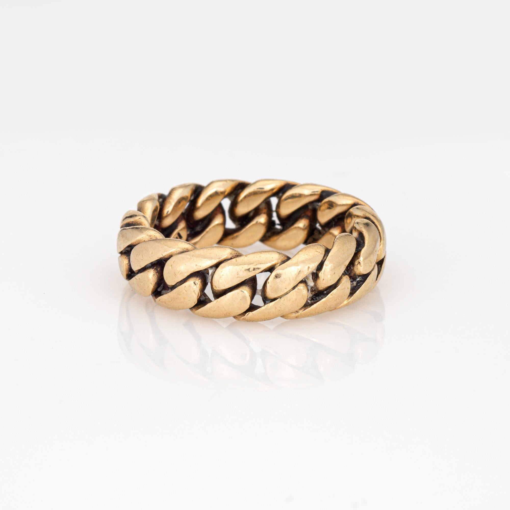 Anillo de eslabón cubano vintage de 6 mm de oro amarillo de 14k apilado en Bueno estado para la venta en Torrance, CA